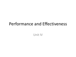 Performance and Effectiveness