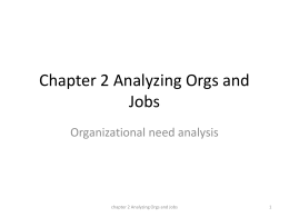 Chapter 2 Analyzing Orgs and Jobs