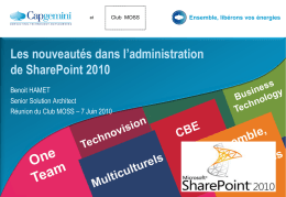 Les nouveautés dans l*administration de SharePoint 2010