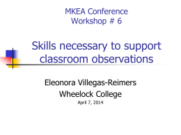 Skills Necessary to Support Classroom Observations