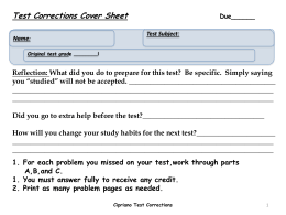 Test Corrections Form - Cipriano`s Science Spot