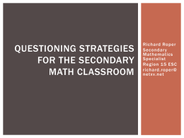 Questioning Strategies for the Secondary Classroom