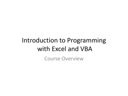 CS106 Problem Solving with Excel and VBA