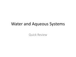 Water and Aqueous Systems