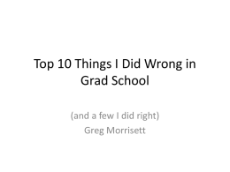 Top 10 Things I Did Wrong in Grad School
