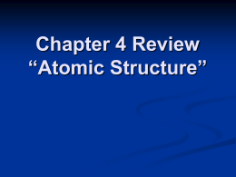 Chapter 4 Review *Atomic Structure