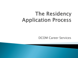 The Residency Application Process