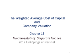 Chapter 13 The Weighted Average Cost of Capital