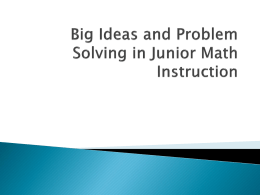 Big Ideas and Problem Solving in Junior Math