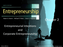 Entrepreneurial Intentions and Corporate Entrepreneurship