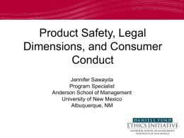 Product Safety, Legal Dimensions, and Consumer Conduct