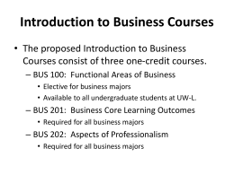 Introduction to Business Courses - uwlax.edu - UW