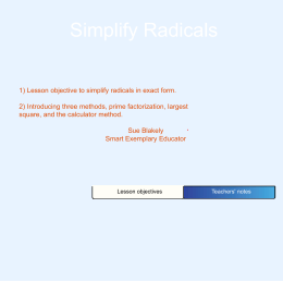 Simplify Radicals - Mrs. Blakely`s Math Site