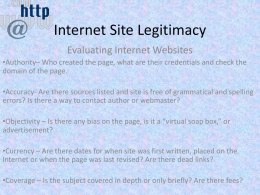 Internet Site Legitimacy