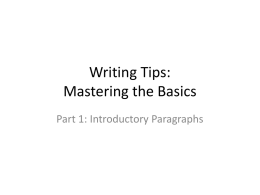 Writing Tips: Mastering the Basics
