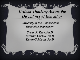 Critical Thinking Across the Curriculum