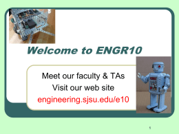 Welcome to ENGR10 - San Jose State University