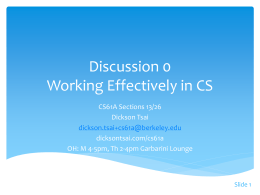 Discussion 0 Working Effectively in CS
