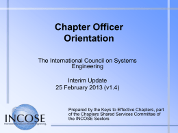 Chapter Officer Orientation - Keys to Effective Chapters