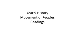 Year 9 History Movement of Peoples Readings