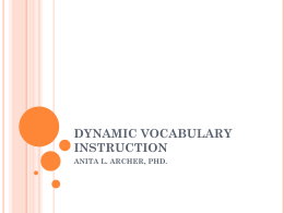 dynamic vocabulary instruction - DEA