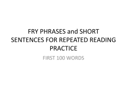 FRY PHRASES and SHORT SENTENCES FOR REPEATED