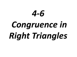 4-6 Congruence in Right Triangles