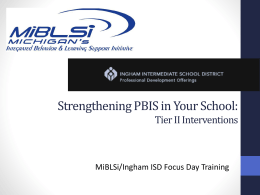 Tier II Interventions - PBIS