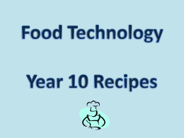 Food Technology Year 7 Recipes