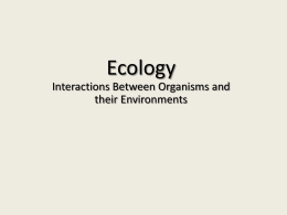 Ecology Interactions Between Organisms and their Environments