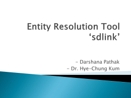 Entity Resolution Tool sdlink