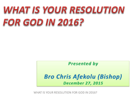 New Year`s resolution - The Church Of Christ, 15 Grey Street, Warri