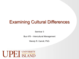 Seminar 3: Examining Cultural Differences