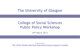 A `Public Policy Unit` - University of Glasgow