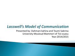 Lasswell`s Model of Communication