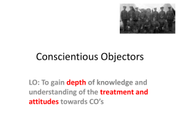 Conscientious Objectors lesson 1
