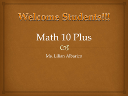 Lesson 1 - Math 10 PLUS