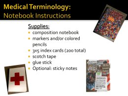 Medical Terminology: Notebook Instructions