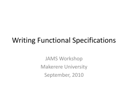 2 Writing Functional Specifications