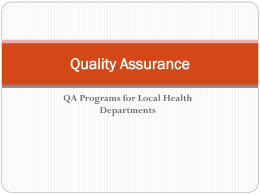 Quality Assurance for Local Health Departments