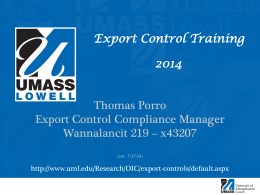 UMass Lowell Export Control Training Presentation