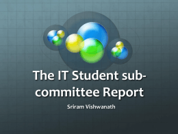 Student Committee Report