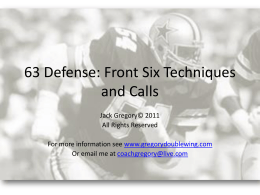 63 Defense: Front Six Techniques and Calls