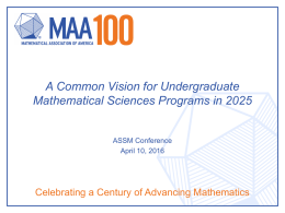 Common Vision - Mathematical Association of America