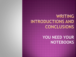 Writing introductions and conclusions