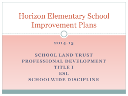 Horizon School Improvement Plan 2014-15