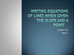 Writing an equation of a Line