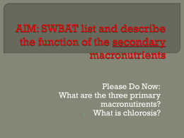 AIM: SWBAT list and describe the function of the secondary