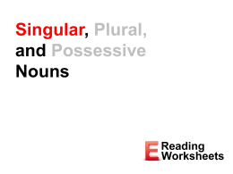 Singular, Plural, and Possessive Nouns Lesson