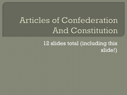 Articles of Confederation - Mrs. Sontag